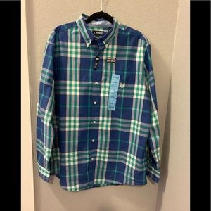 NWT Chaps Blue Plaid Easy Care Button Down…